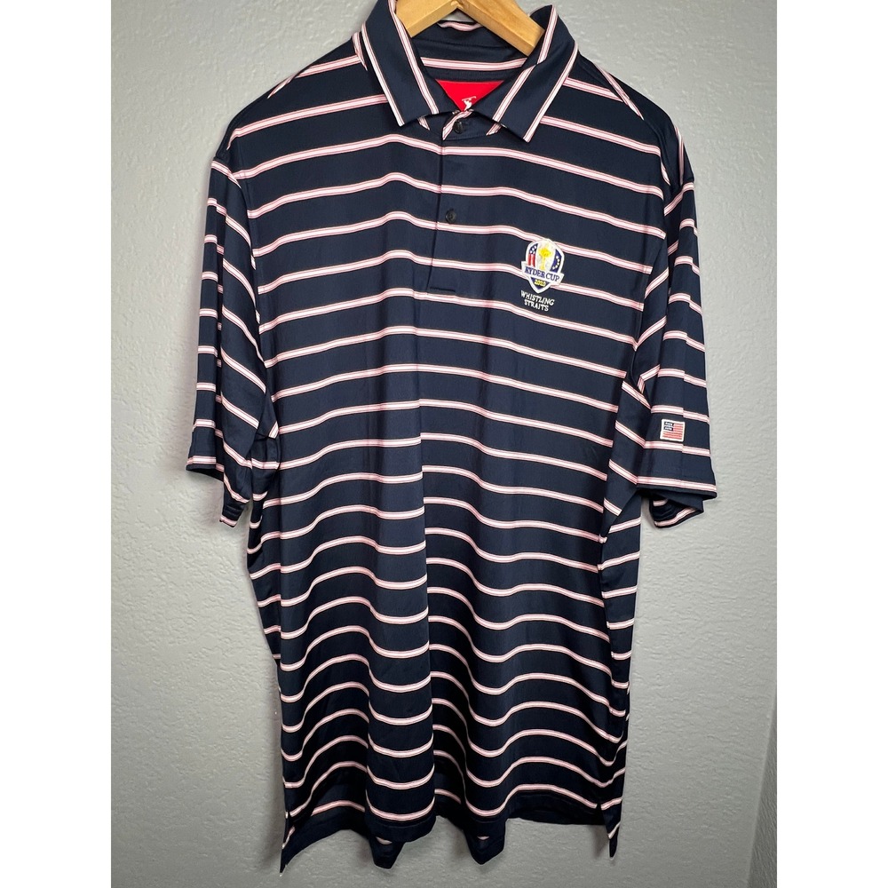 Fairway & Greene Ryder Cup 2020 Whistling Straits Navy Striped Golf Polo XL